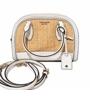 Kate Spade Women’s White Leather & Woven Terry Straw Handbag